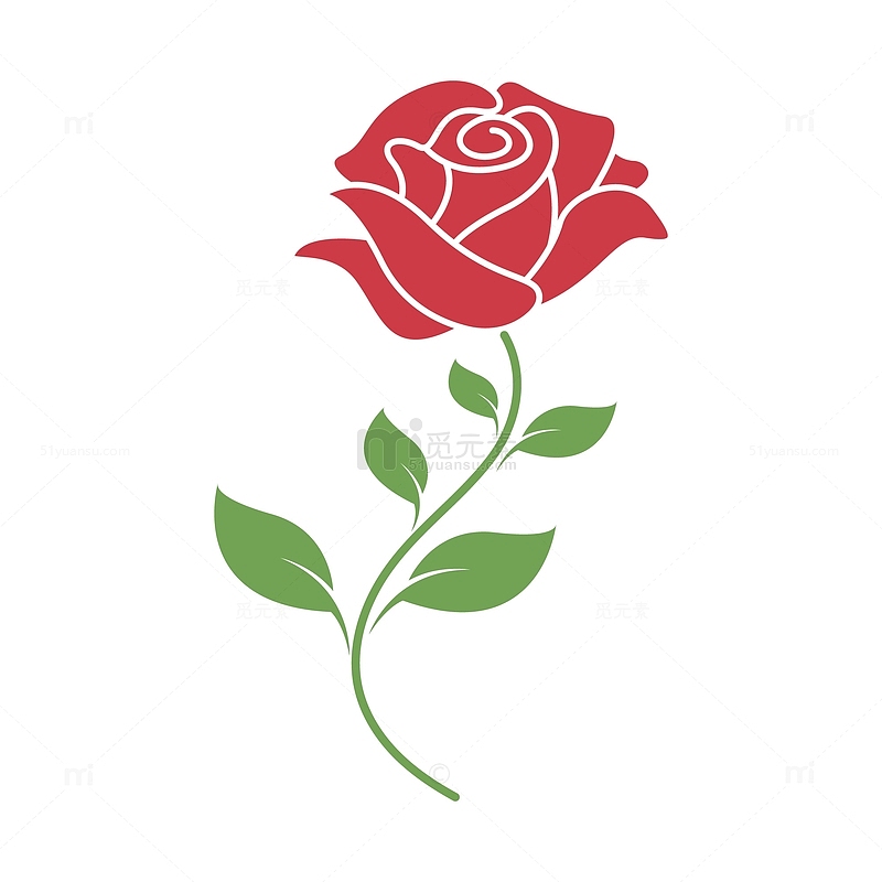 扁平红色玫瑰花