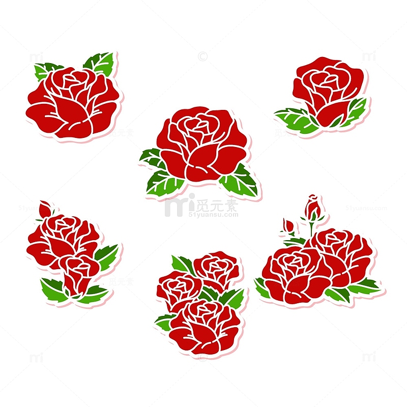 线性玫瑰花朵元素