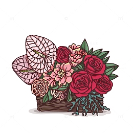 鲜花玫瑰花篮花艺元素