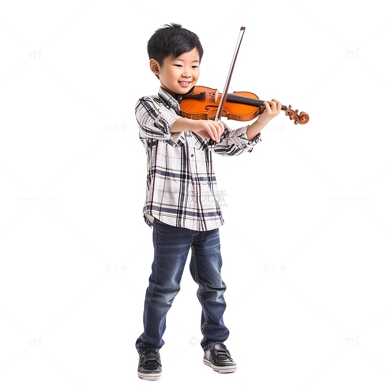 练习拉小提琴的男孩