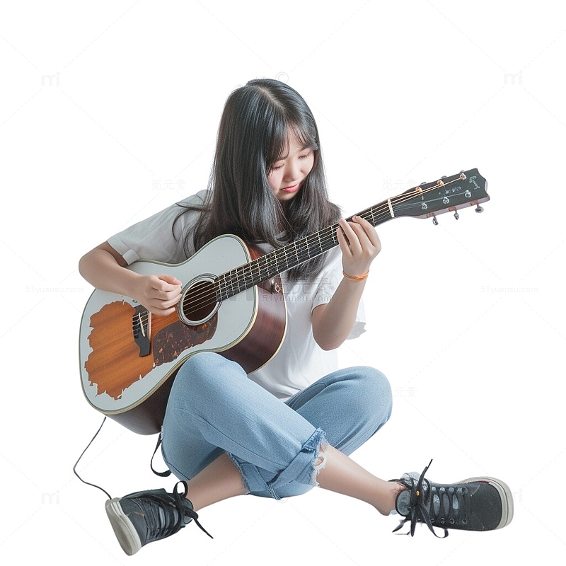 练习弹吉他的女孩子