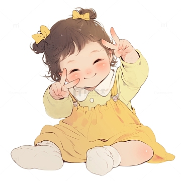 动漫卡通风格可爱的小女孩婴儿
