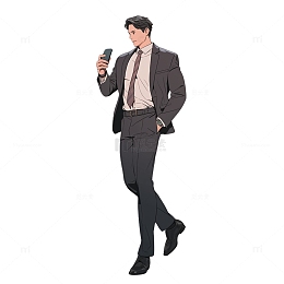男士英俊的上班族卡通风格