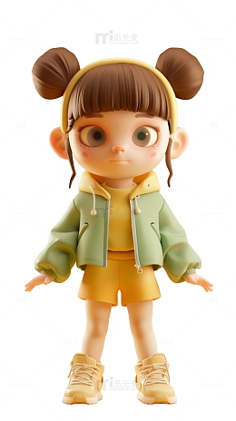 3D可爱小女孩人物建模元素