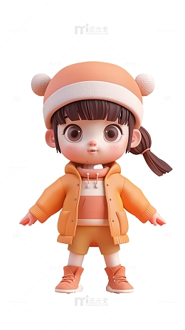 3D可爱小女孩人建模元素