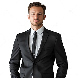 西装男人站姿特写自信成功