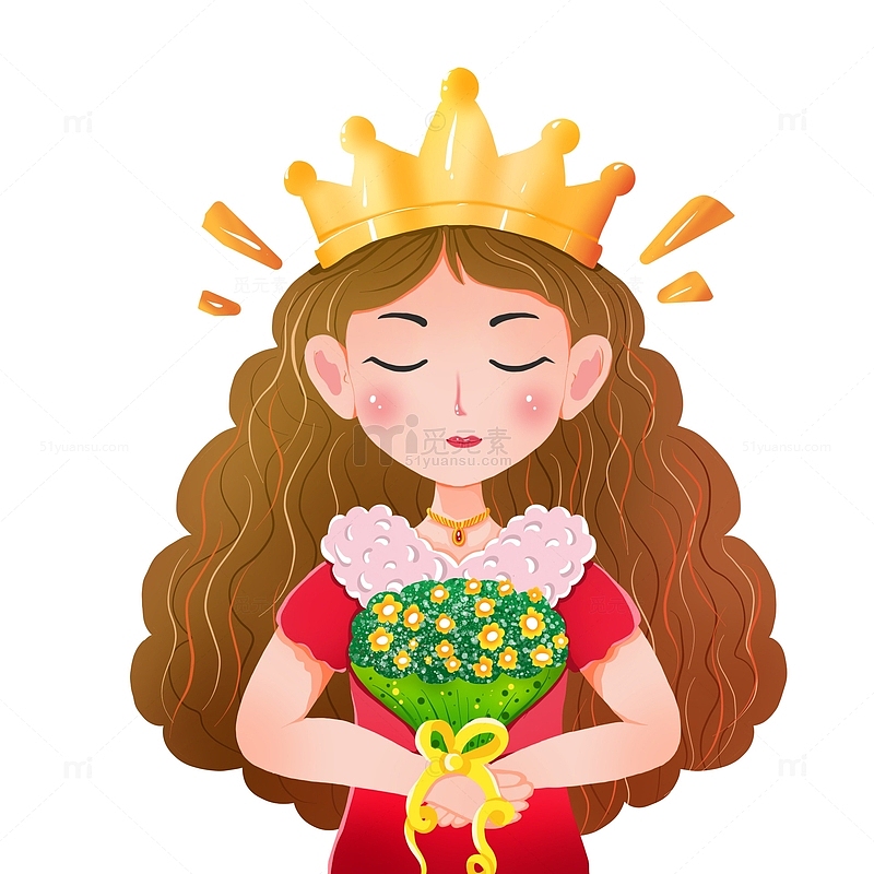女神节妇女节花束人物皇冠