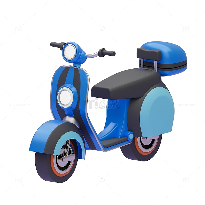 蓝色电动摩托车3D模型