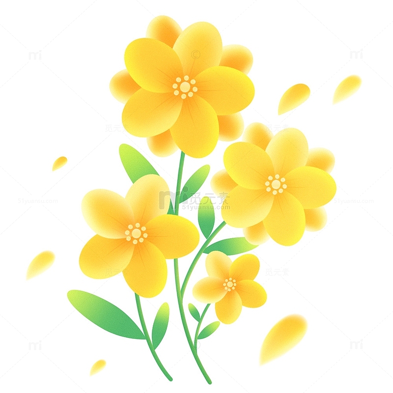 春天弥散风黄色小花
