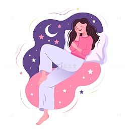 夜晚臥室枕边休息舒缓放松的睡觉做梦女孩