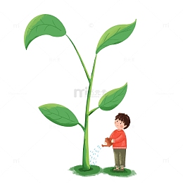 植树节种树浇水植树树苗人物