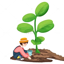 植树节种树浇水树苗人物手绘
