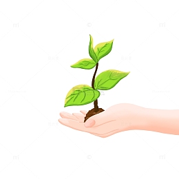 植树节手捧树苗手掌手绘