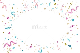 彩色纸屑丝带边框元素
