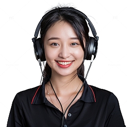 微笑女性客服特写头像