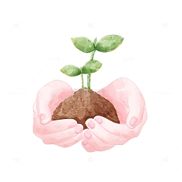 植树节手捧树苗水彩手绘