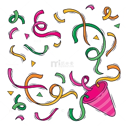 卡通礼花彩带元素