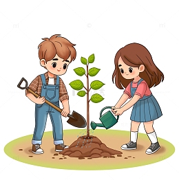 植树节人物场景插画