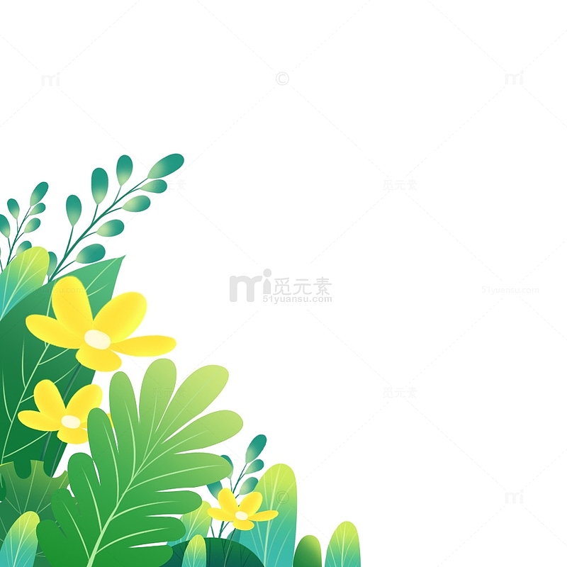 春天黄色花朵植物装饰元素