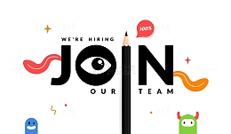 招聘季创意文字插画元素