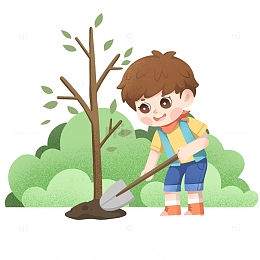 卡通植树素材