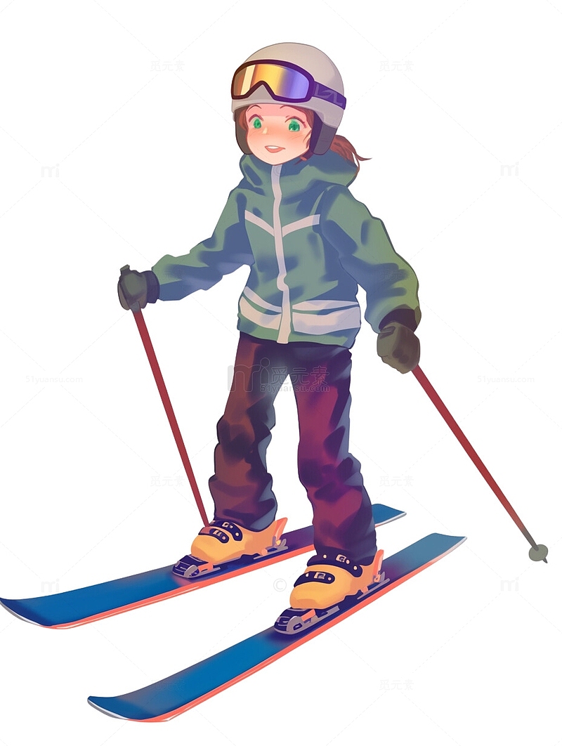 练习滑雪的运动员动漫