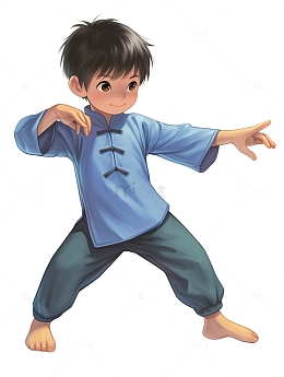 太极拳功夫的男孩