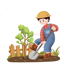 卡通植树素材元素