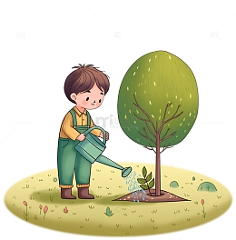 植树节人物场景插画图