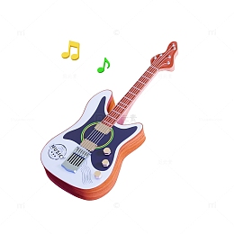 3D立体摇滚吉他乐器模型