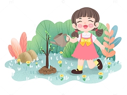植树节人物场景
