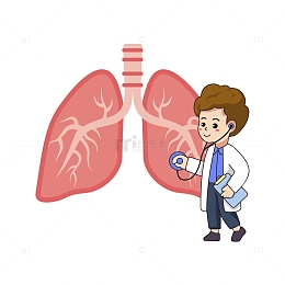 卡通医生肺部健康听诊检查