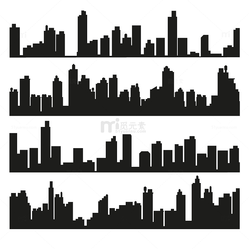 黑色城市都市剪影
