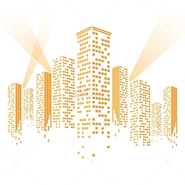 金色城市灯光剪影