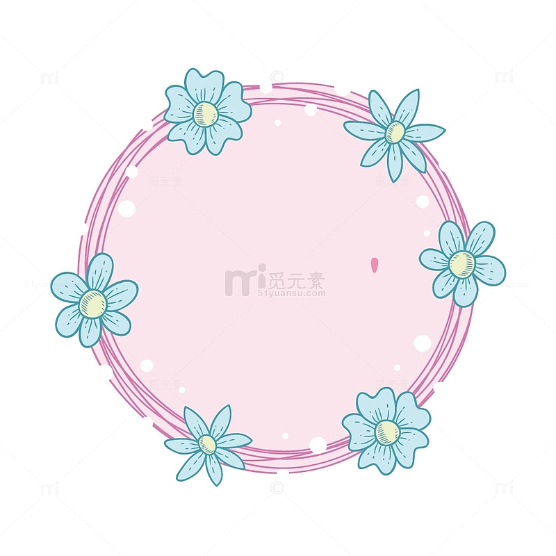 粉色花边圆形边框