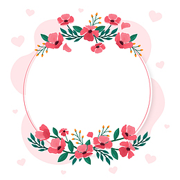 粉色女神节圆框边框