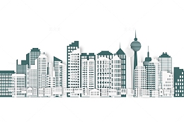 绿色清新剪纸风城市建筑