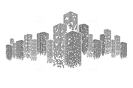 黑色像素风城市建筑