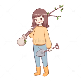 植树节准备植树人物