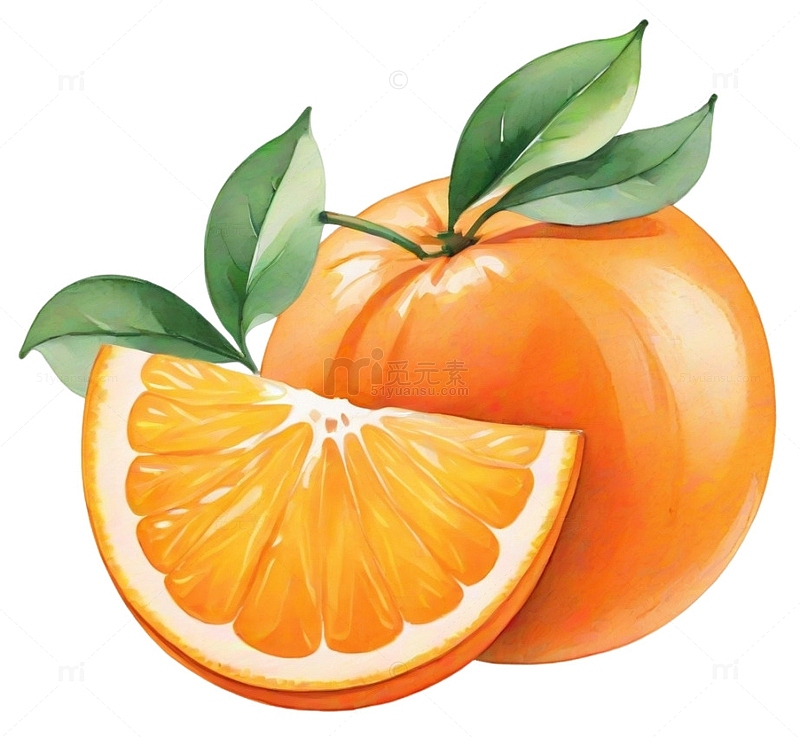 手绘橘子插画元素