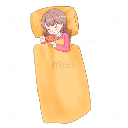 世界睡眠日抱着布娃娃睡觉