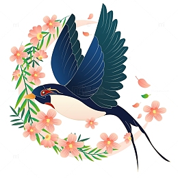 浪漫小清新春季小燕子装饰边框插画元素