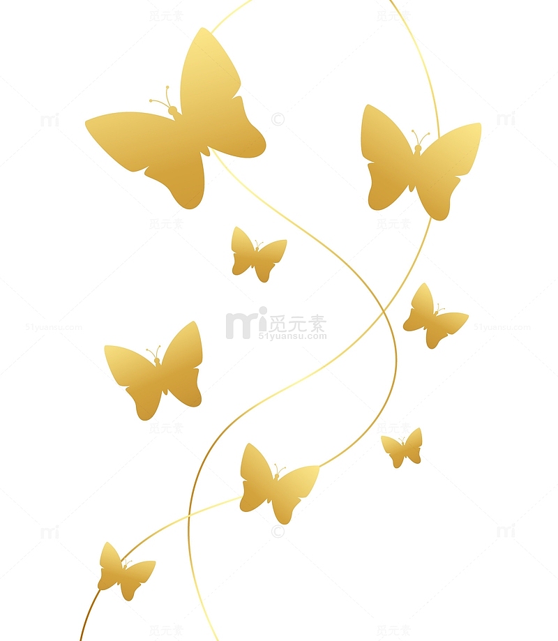 金色蝴蝶轮廓装饰