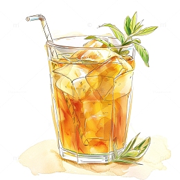 冰红茶水彩风