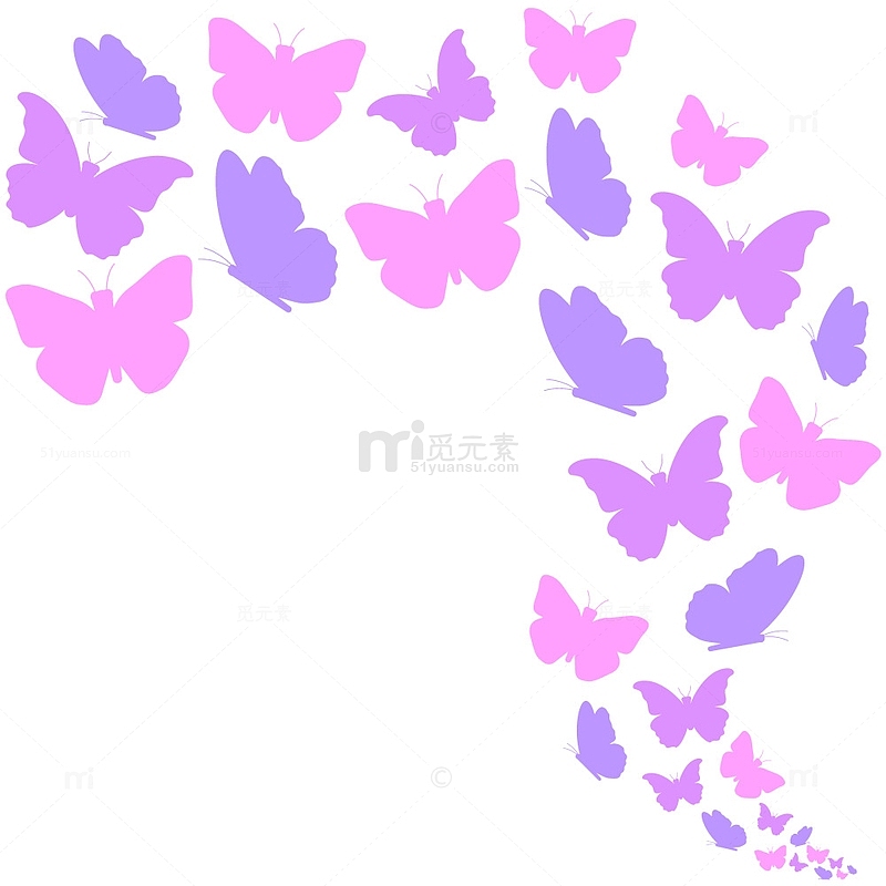 紫色唯美浪漫飞舞蝴蝶轮廓
