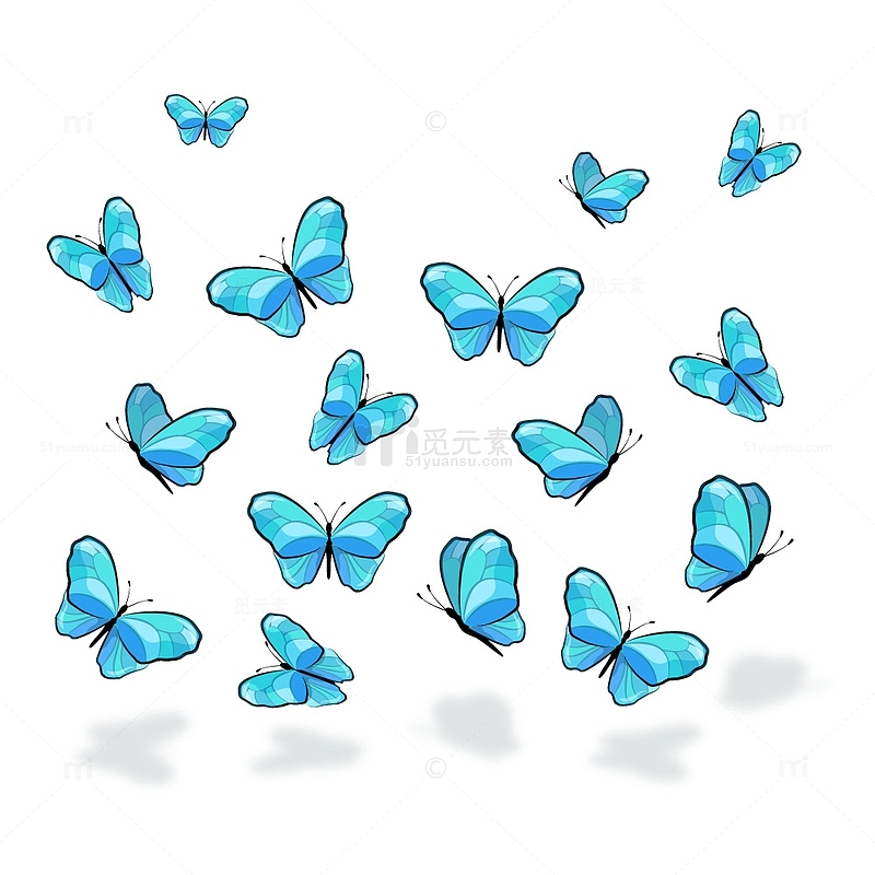蓝色可爱花蝴蝶
