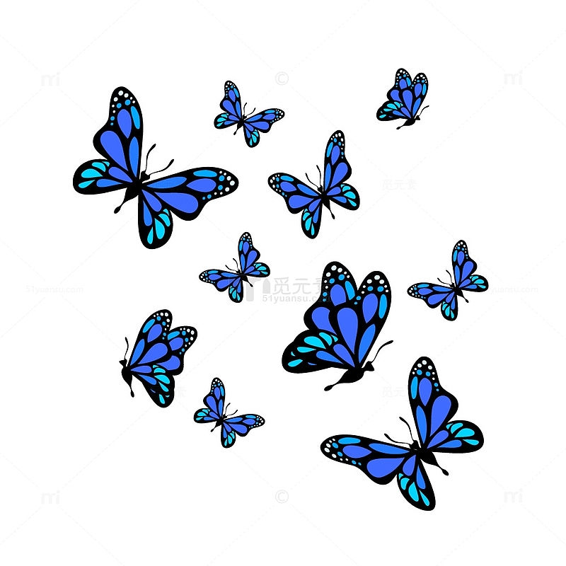 蝴蝶卡通手绘元素