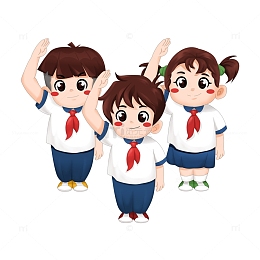 开学升旗敬礼小学生