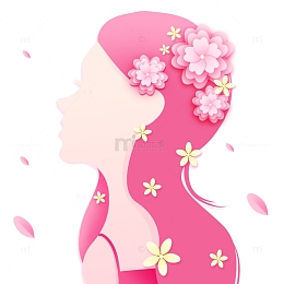 春天女神节剪纸风女神人元素