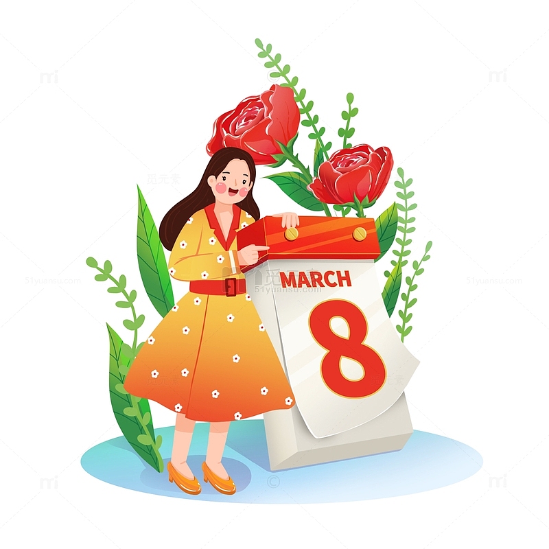 38妇女节日历元素